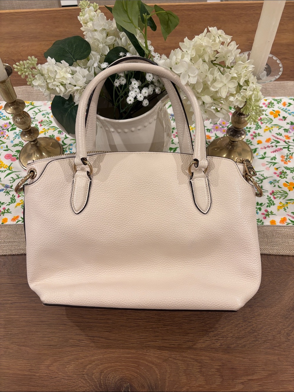Coach Chalk Pebbled Leather Satchel with Gold Hardware - Picture 2 of 5